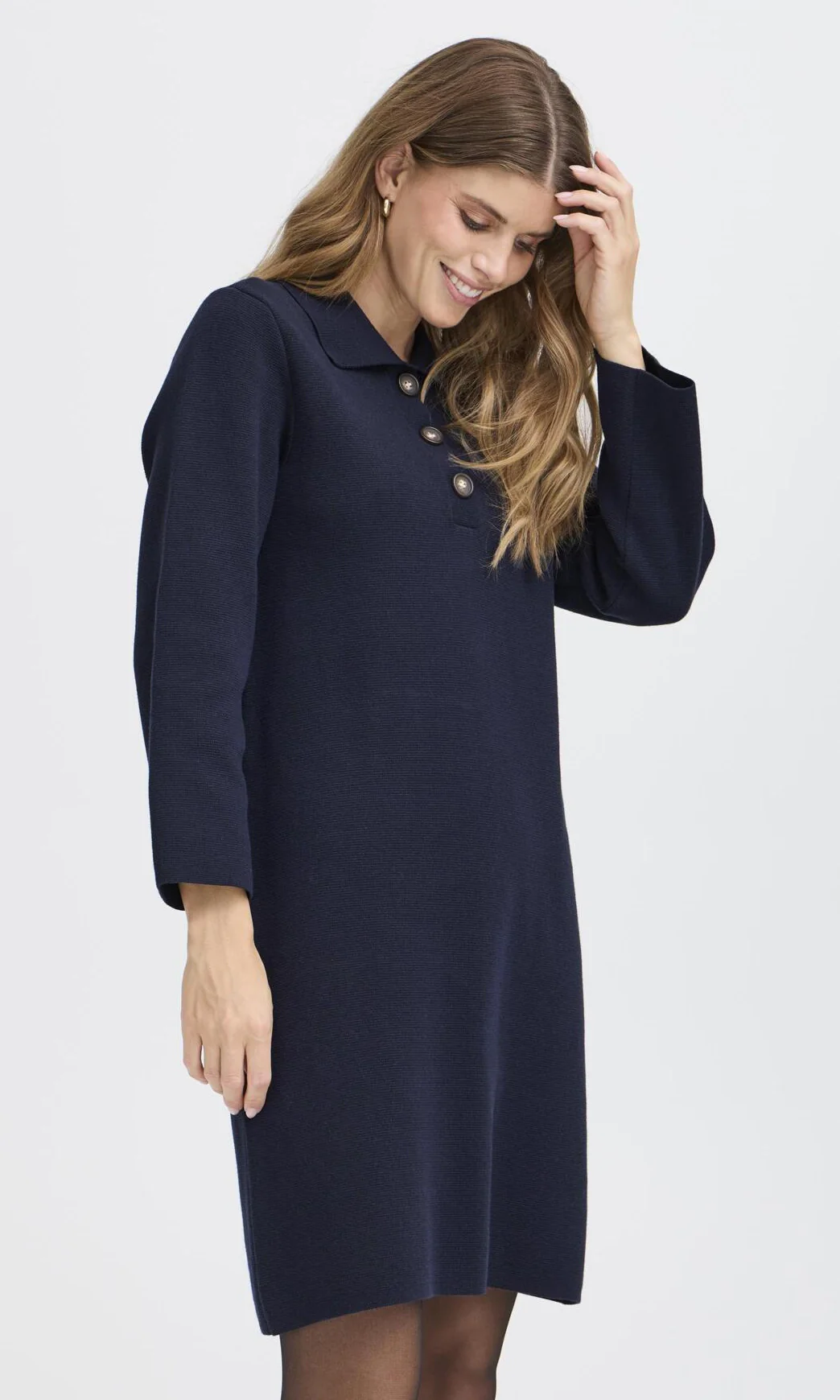 Soft Knit Classic Collar Dress - Image 3